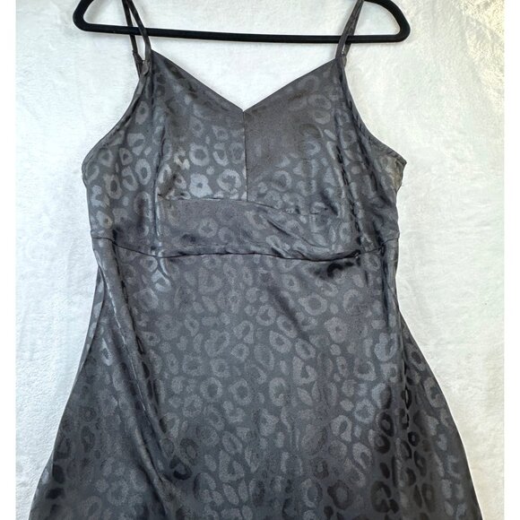 Wanderlux Black Leopard Satin Slip Dress Sz L Coquette Elevated Whimsy Witchy - Picture 3 of 12